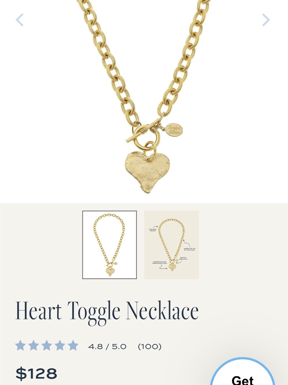 Susan Shaw Toggle heart necklace -NWOT!